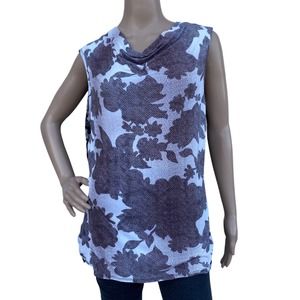 CAbi Floral Sleeveless Blouse - Black and White